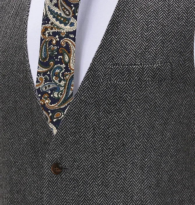Casual Men's Herringbone V Neck Waistcoat