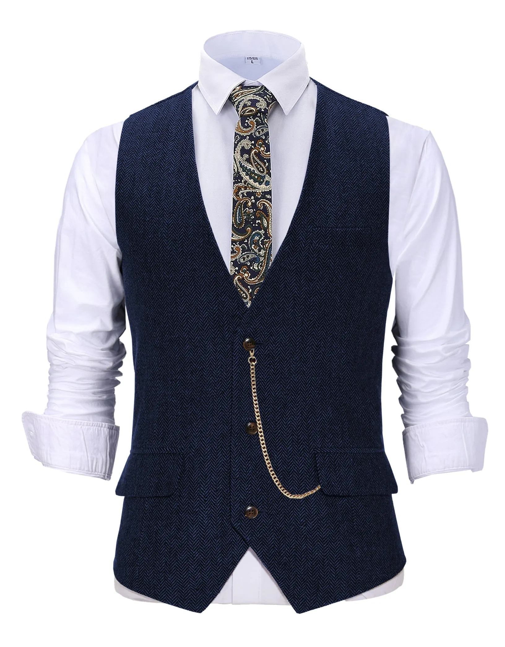 Casual Men's Herringbone V Neck Waistcoat