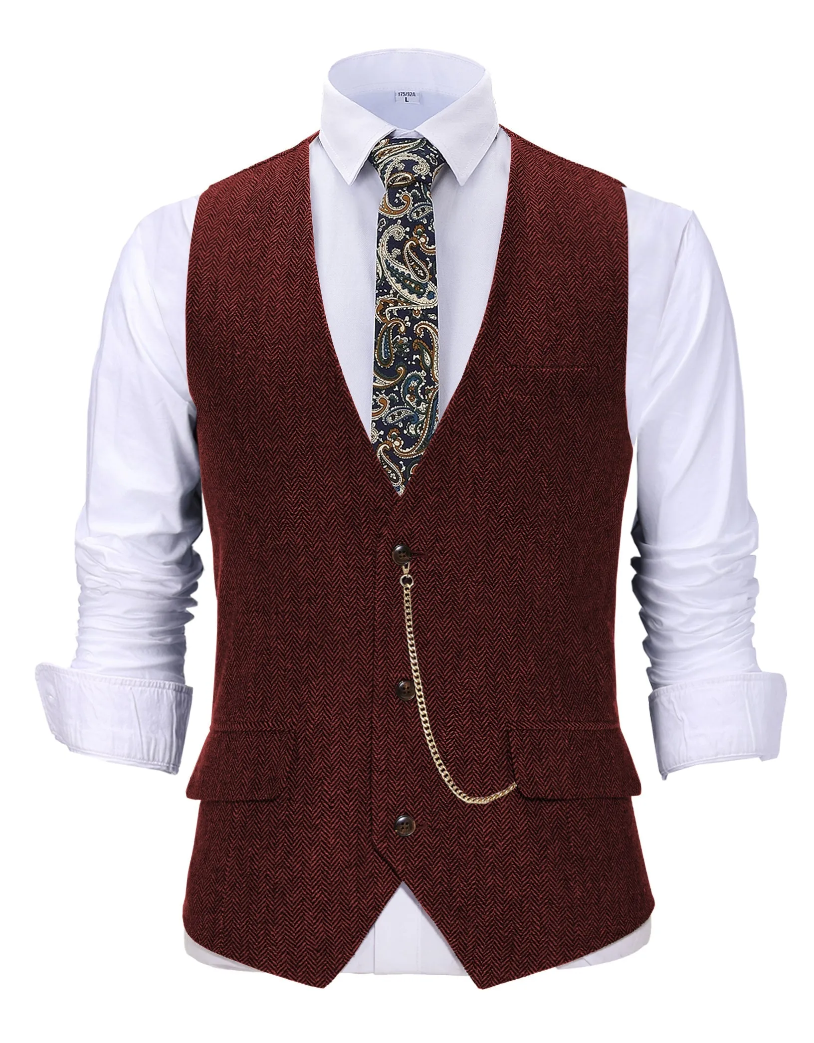 Casual Men's Herringbone V Neck Waistcoat