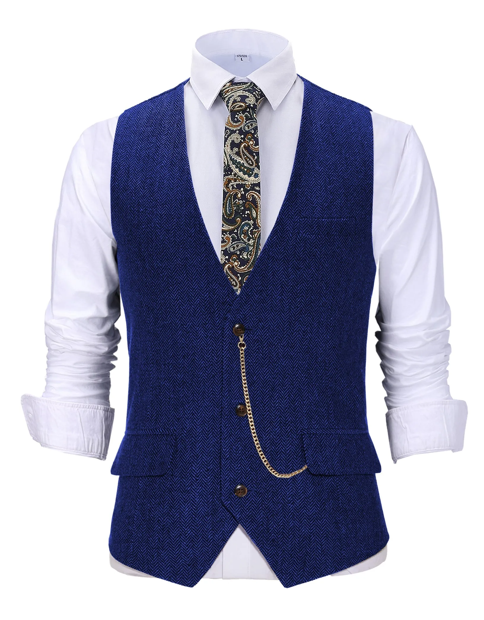 Casual Men's Herringbone V Neck Waistcoat