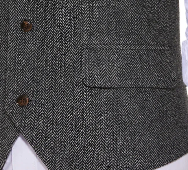 Casual Men's Herringbone V Neck Waistcoat