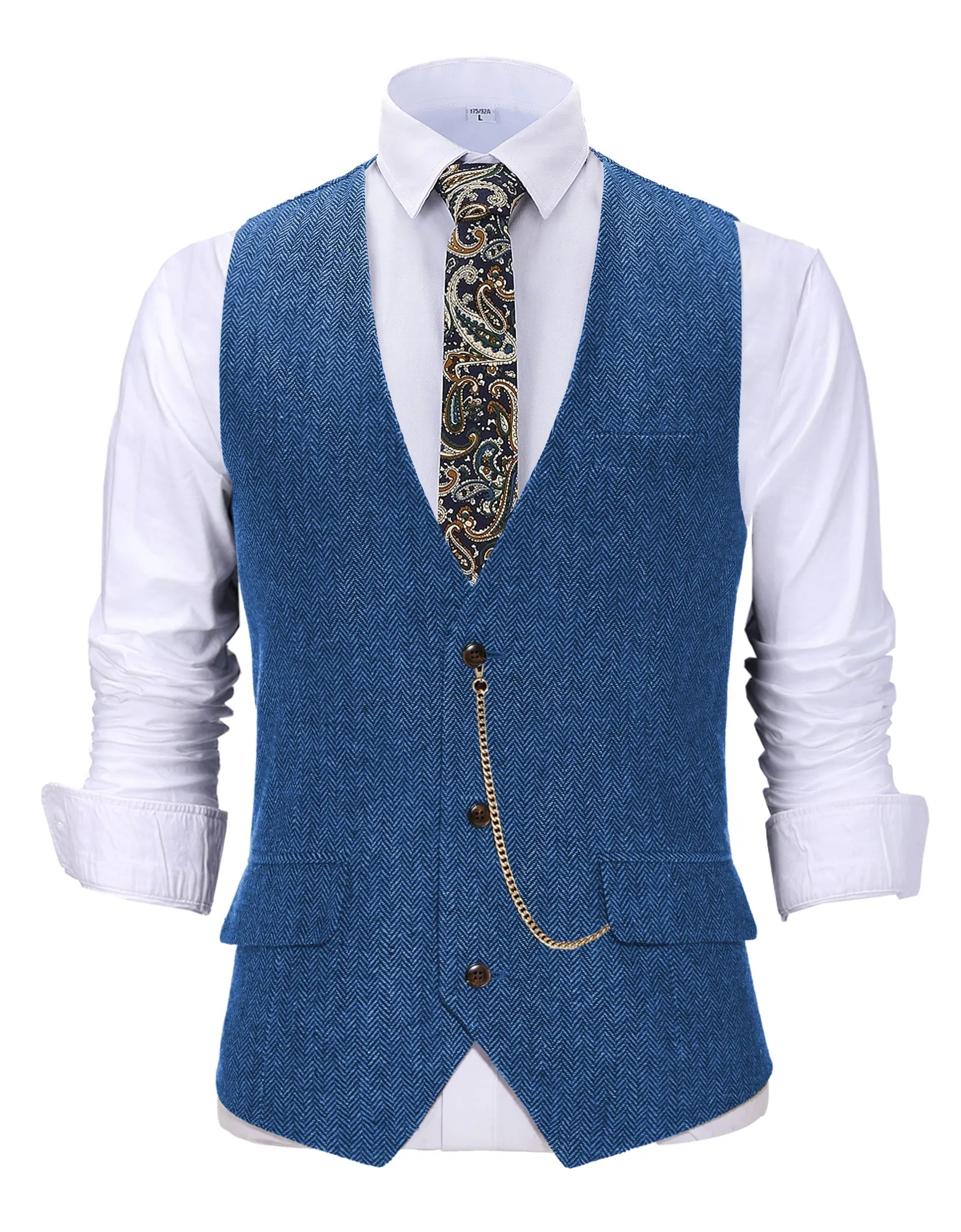 Casual Men's Herringbone V Neck Waistcoat