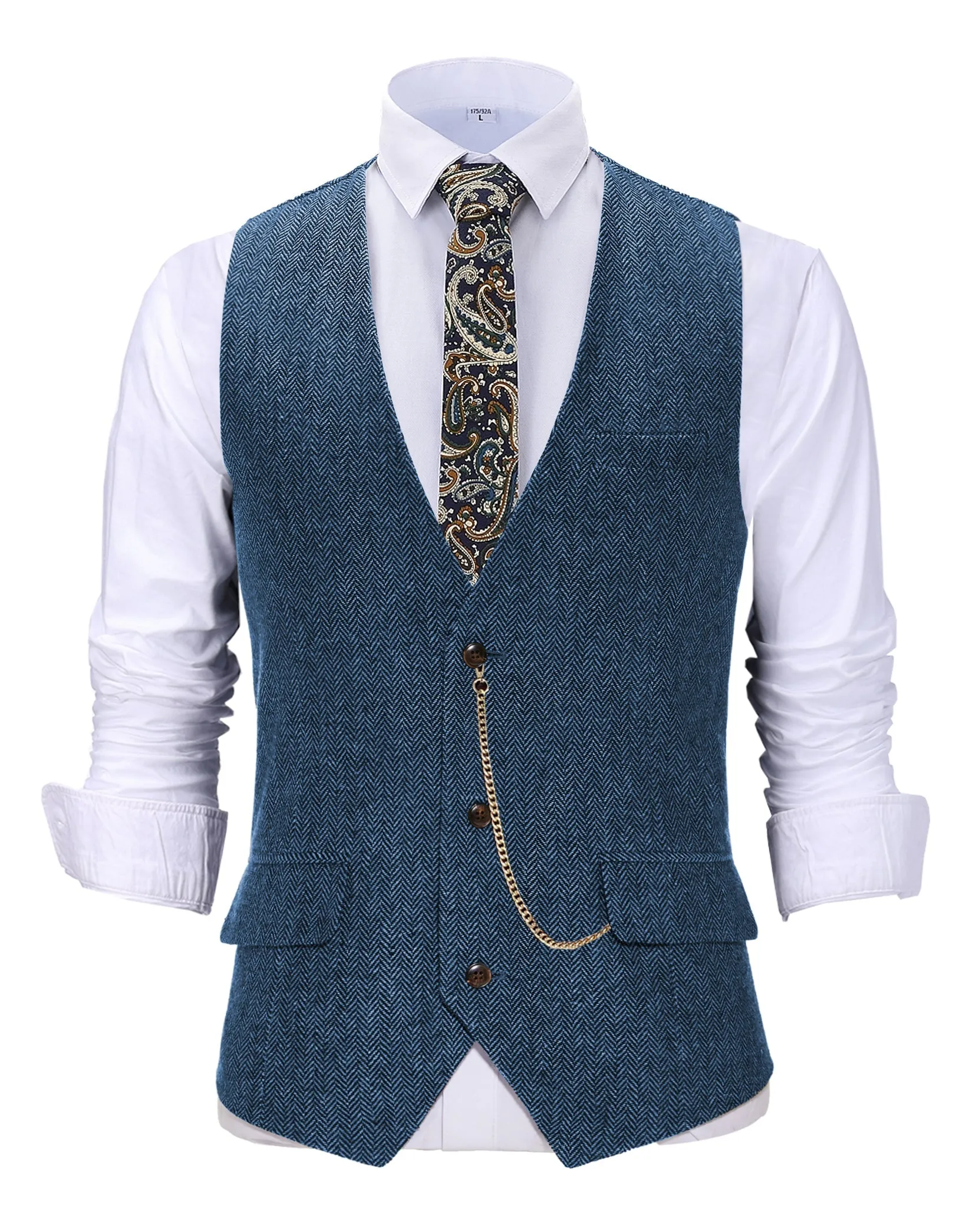 Casual Men's Herringbone V Neck Waistcoat