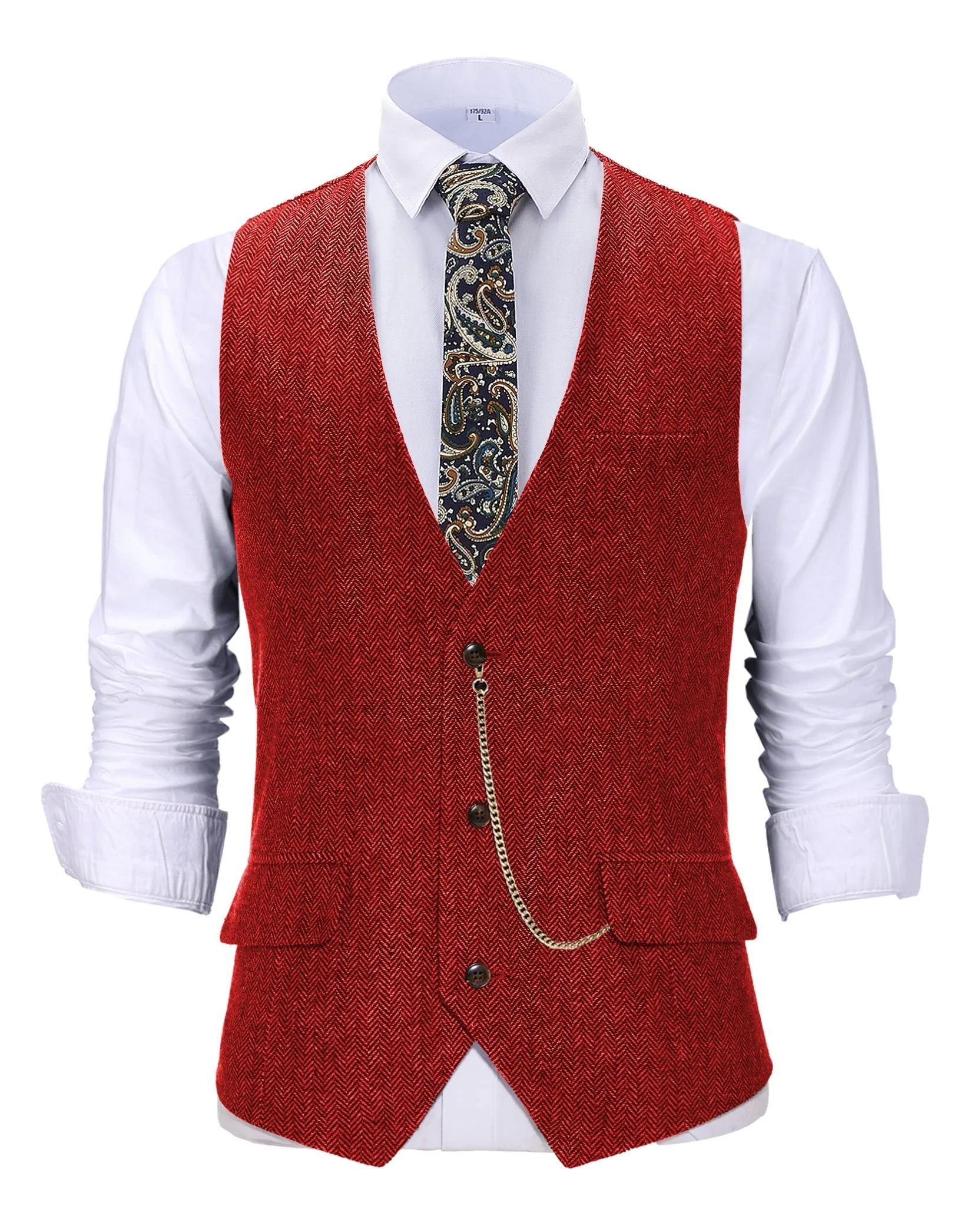 Casual Men's Herringbone V Neck Waistcoat