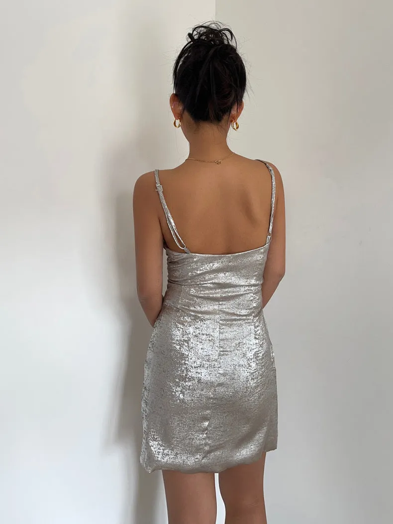 Colin Slip Mini Dress Lurex