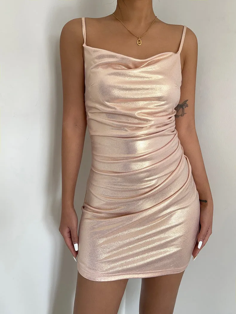 Colin Slip Mini Dress Lurex