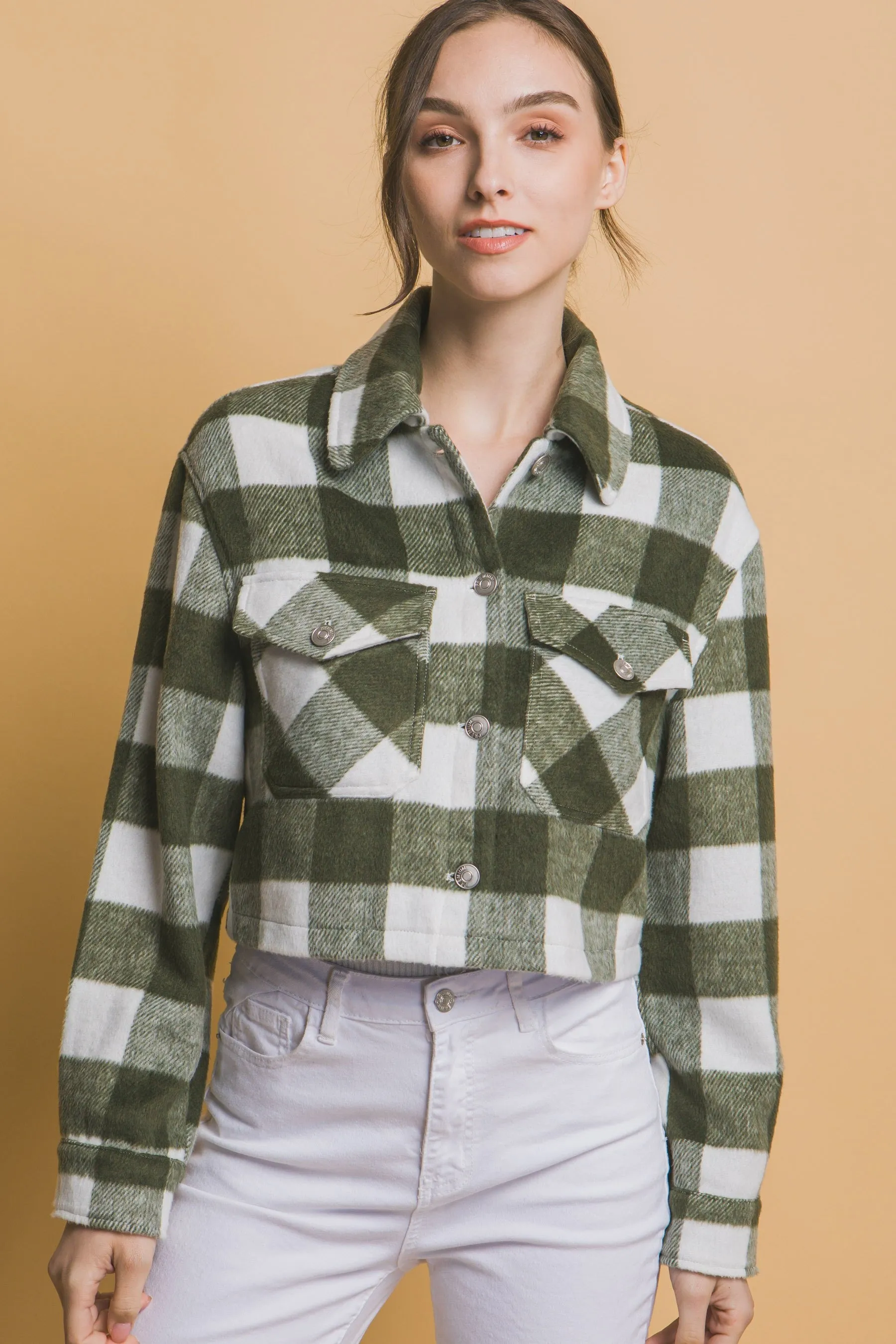 Cropped Olive Shacket