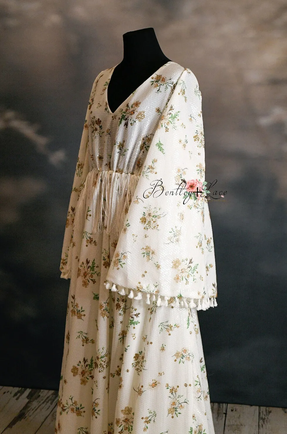 DAISY MAE - cream Bohemian Inspired gown (Teen/Adult) Maternity/ Non Maternity.