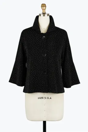 DAMEE METALLIC CROPPED JKT - 4952 - BLK