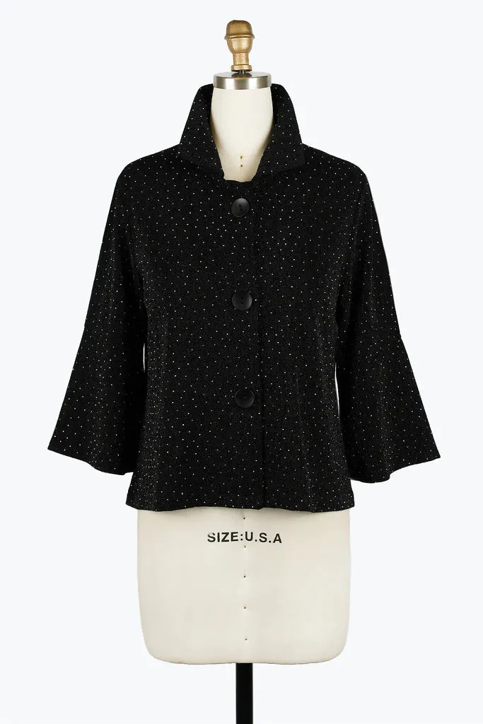 DAMEE METALLIC CROPPED JKT - 4952 - BLK