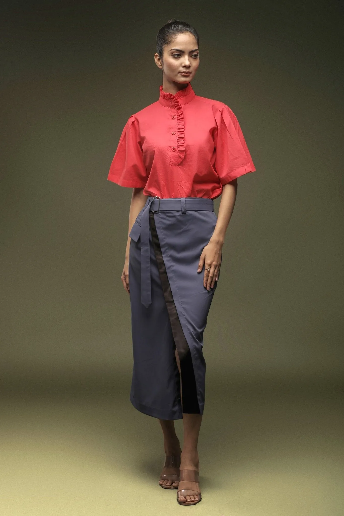 Dark Grey Front Open Skirt