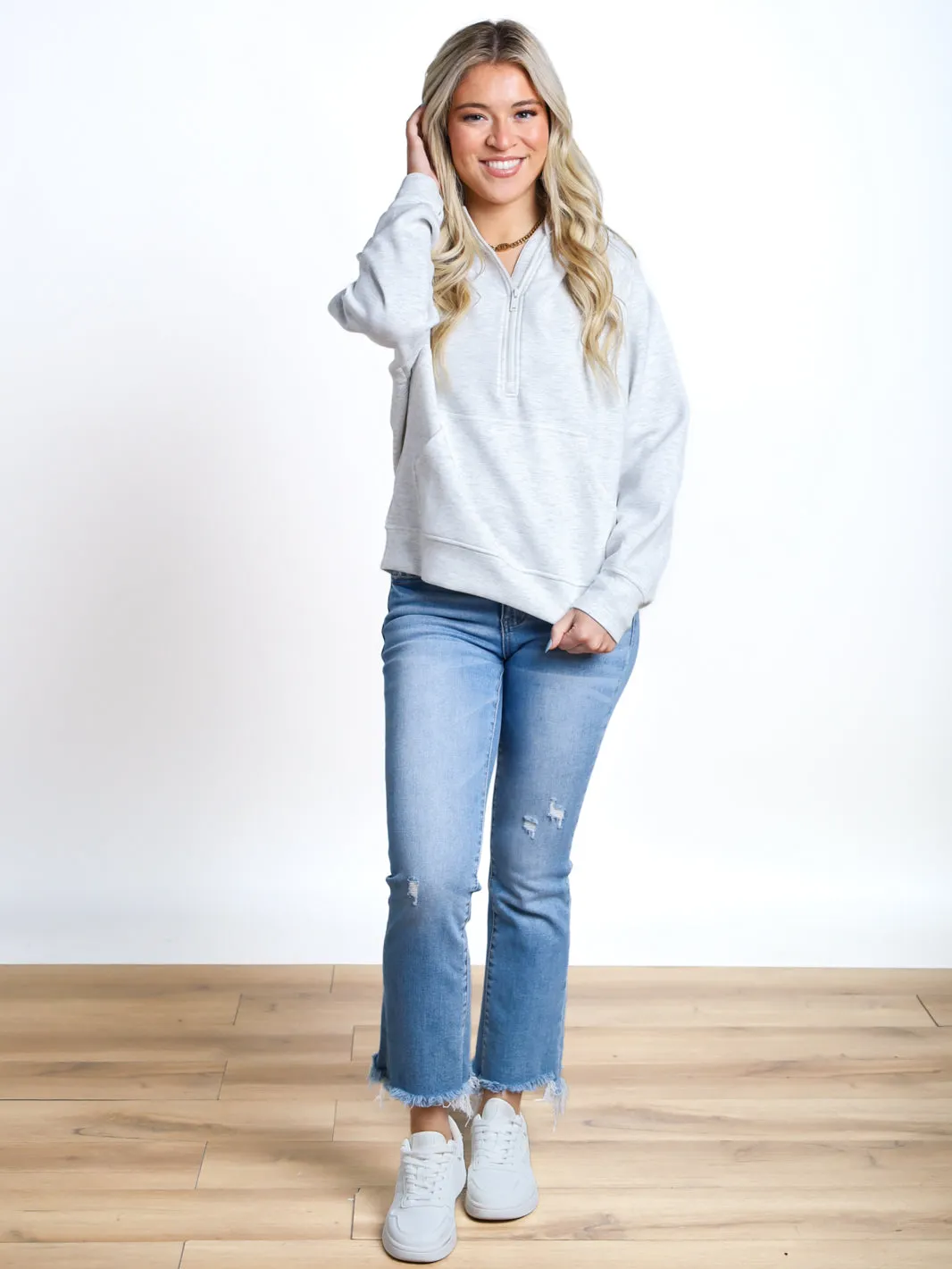 Days Go By Quarter Zip Knit Top