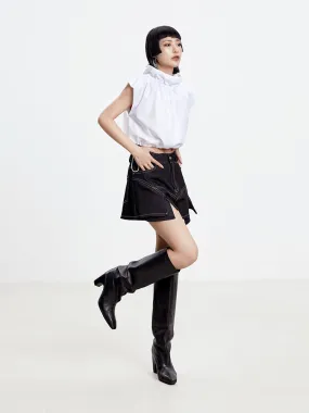Denim Nichi Flare Stitch Mini-Skirt