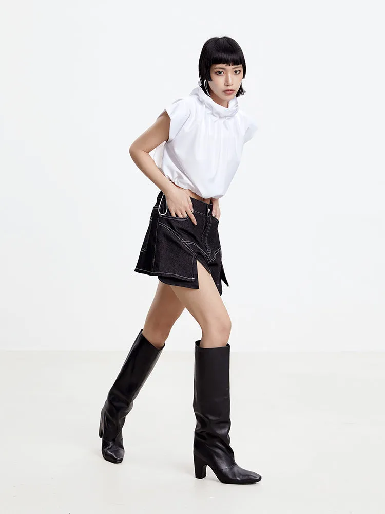 Denim Nichi Flare Stitch Mini-Skirt
