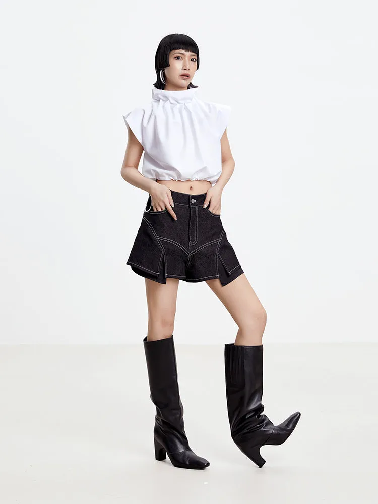 Denim Nichi Flare Stitch Mini-Skirt