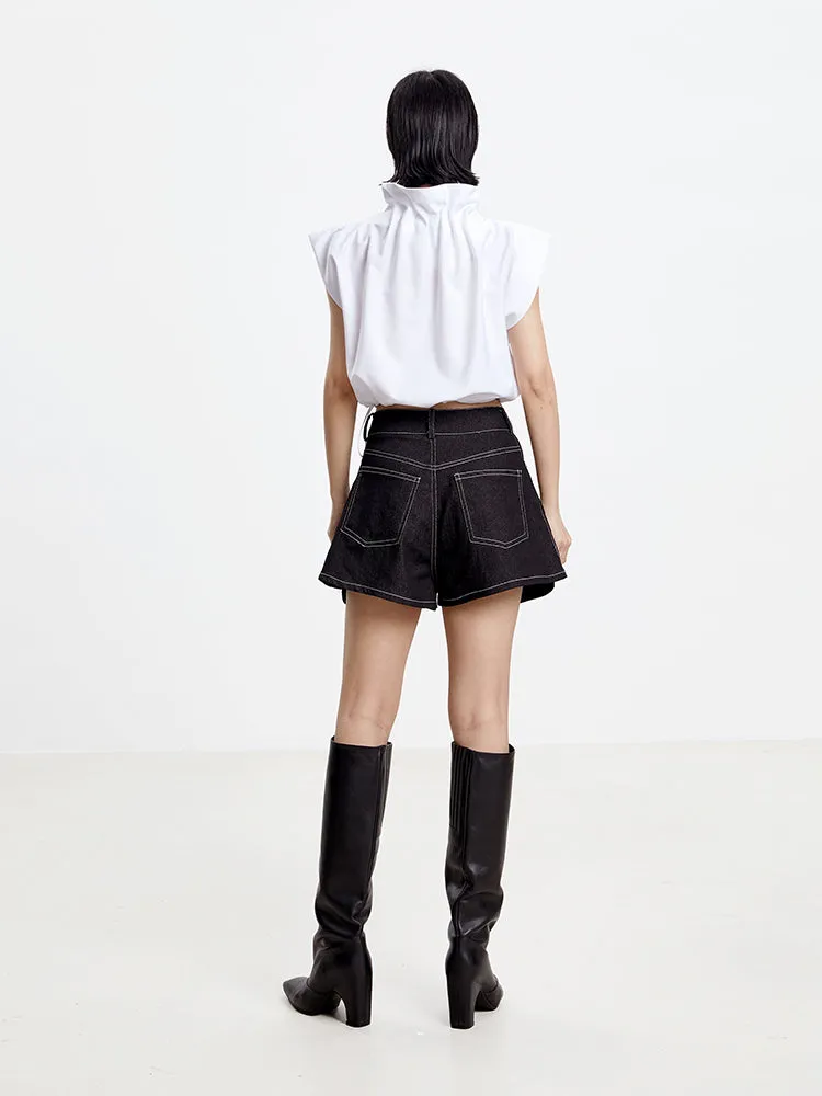 Denim Nichi Flare Stitch Mini-Skirt