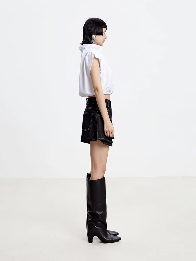 Denim Nichi Flare Stitch Mini-Skirt