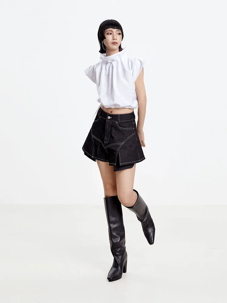 Denim Nichi Flare Stitch Mini-Skirt