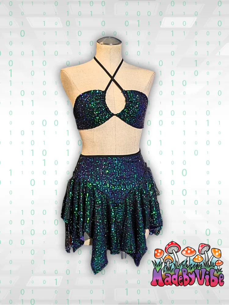 Digital Rain Lined Fairy Skirt - Ready to Ship