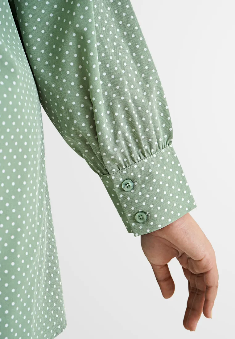 Diya Polka Dot Button Blouse