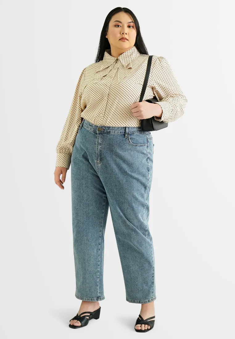 Diya Polka Dot Button Blouse