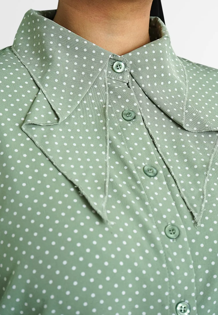 Diya Polka Dot Button Blouse