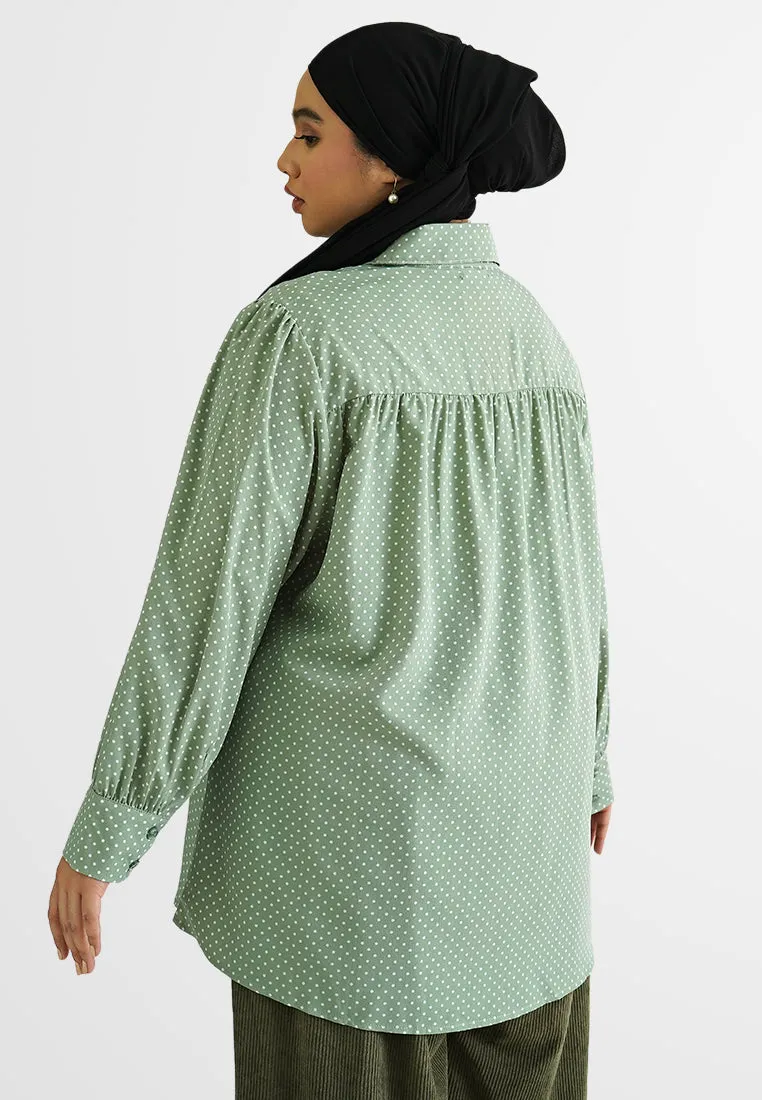 Diya Polka Dot Button Blouse