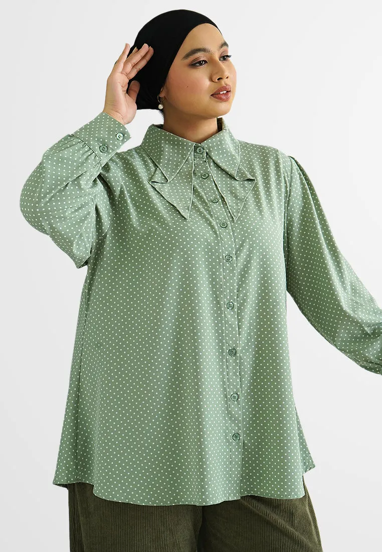 Diya Polka Dot Button Blouse
