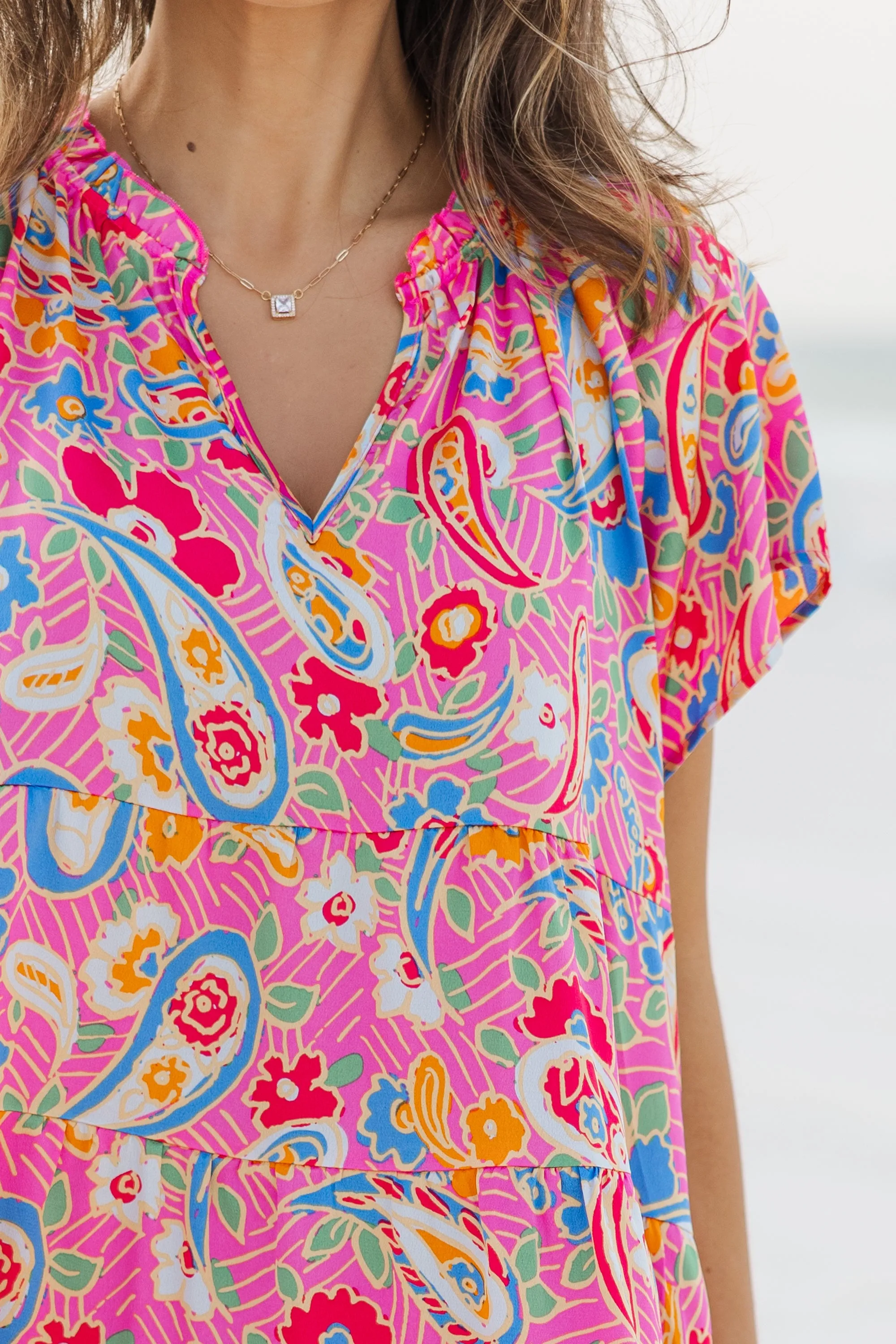 Dreaming Of You Hot Pink Floral Mid Dress