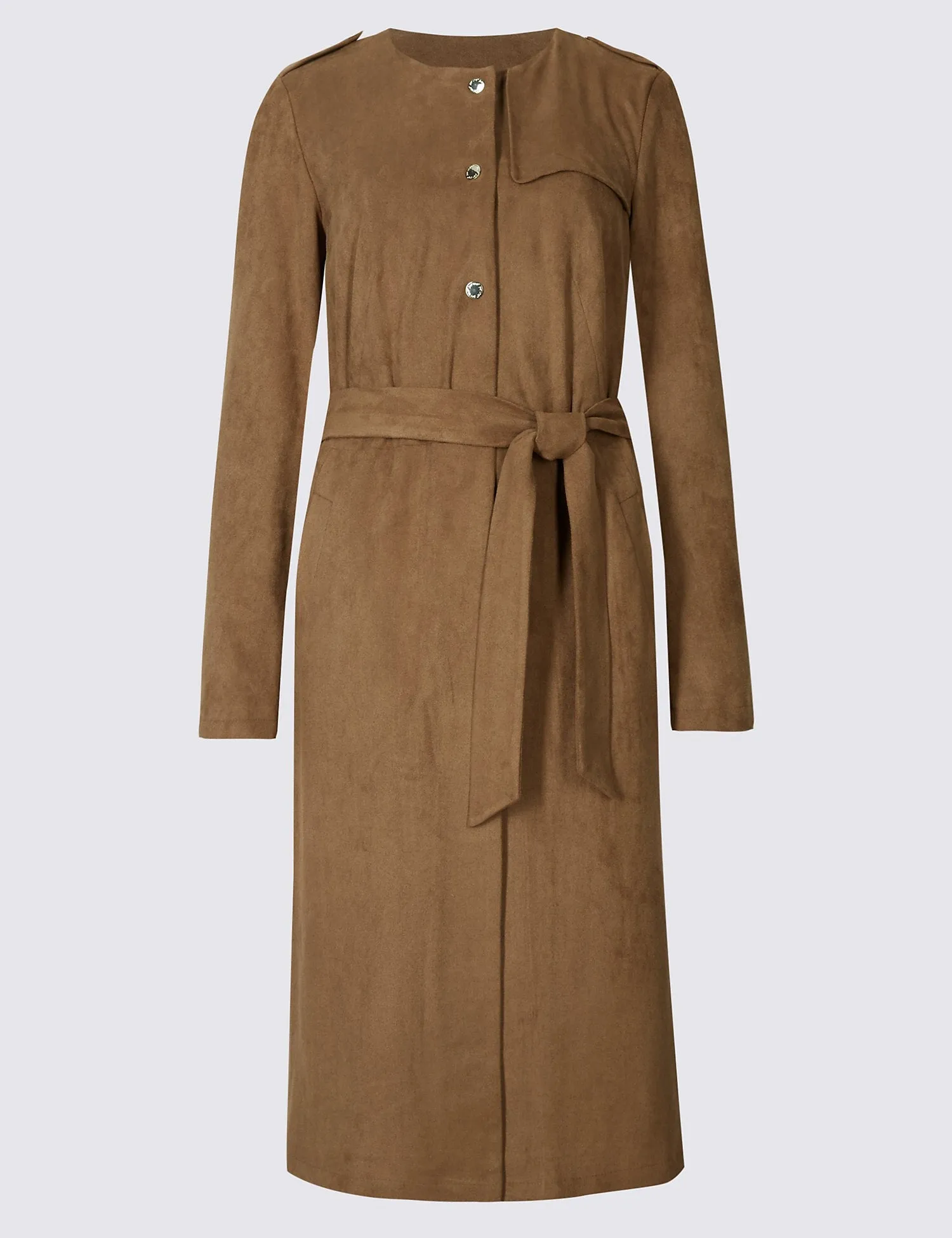 Ex Famous Store Per Una Brown Suedette Trench Coat
