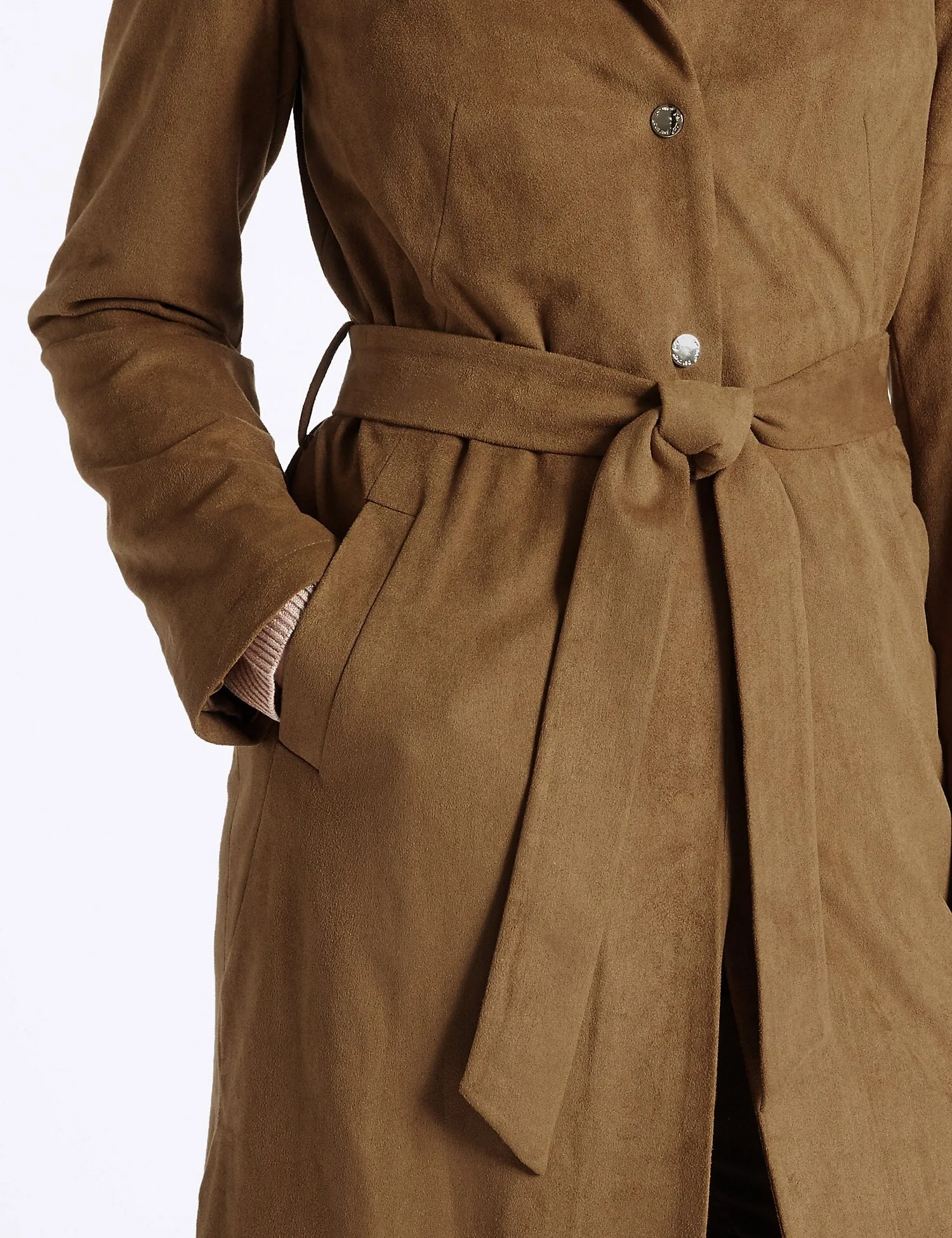 Ex Famous Store Per Una Brown Suedette Trench Coat