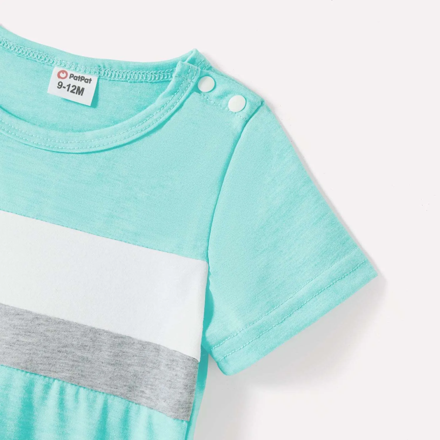 Family Matching 95% Cotton Solid V Neck Ruched Cami Dresses and Colorblock Short-sleeve Tee Sets
