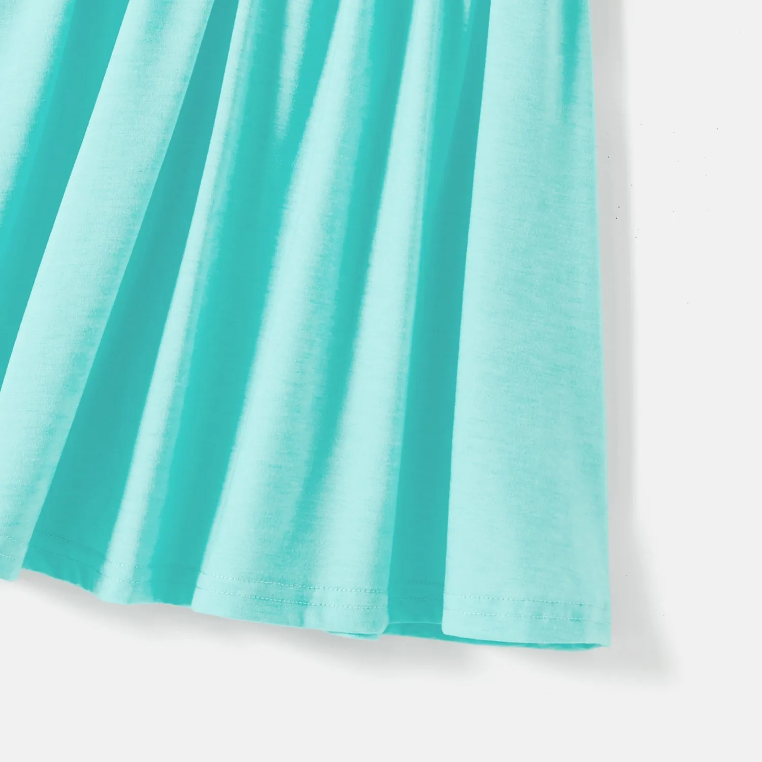 Family Matching 95% Cotton Solid V Neck Ruched Cami Dresses and Colorblock Short-sleeve Tee Sets