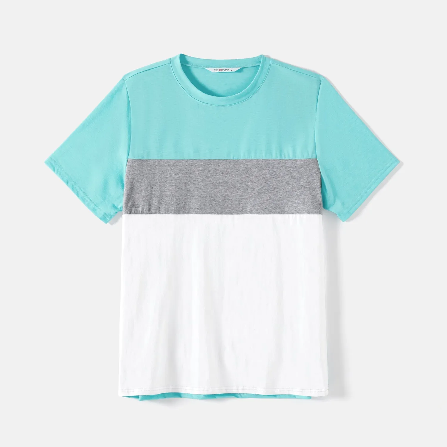 Family Matching 95% Cotton Solid V Neck Ruched Cami Dresses and Colorblock Short-sleeve Tee Sets