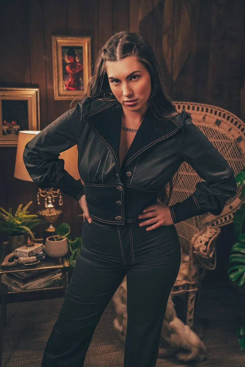 Farrah Cropped Jacket - Black
