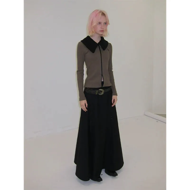 Faux Fur Collar Zip-Up Cardigan