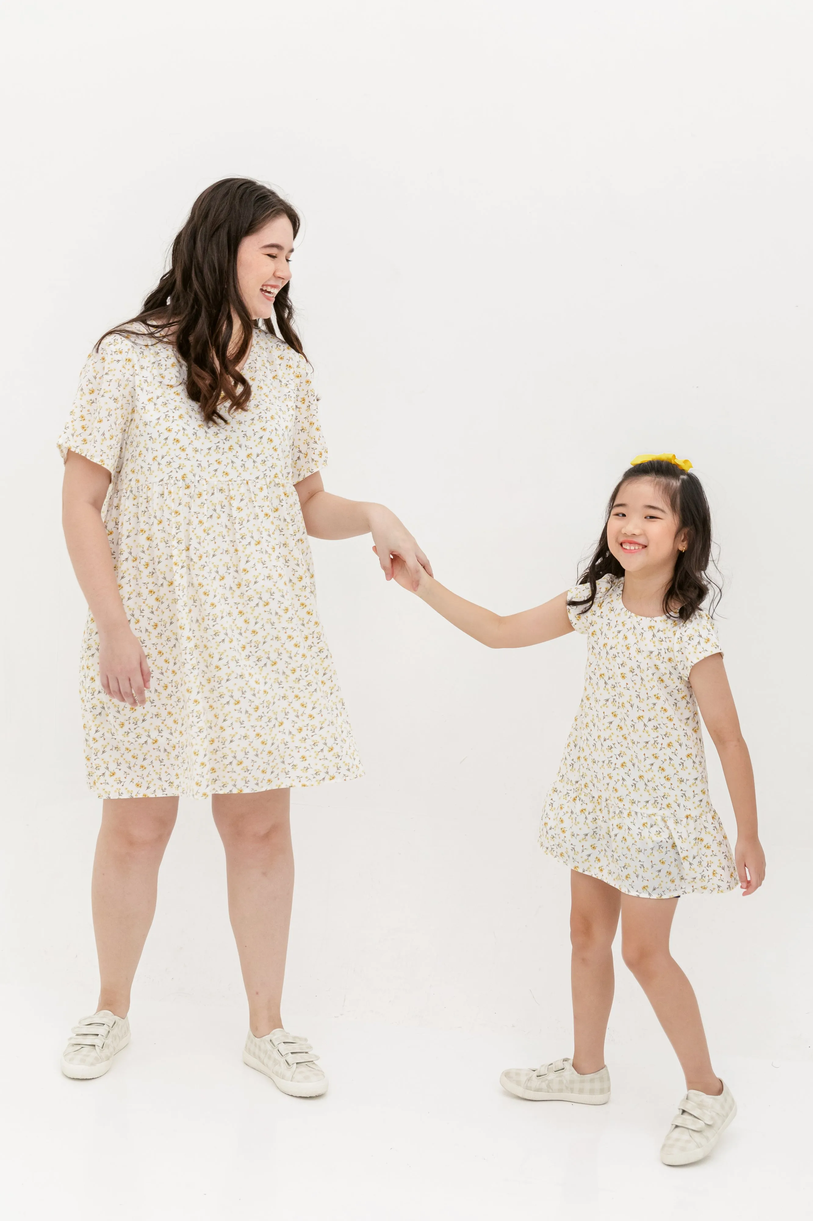 Fiona V-Neck Babydoll Dress In White