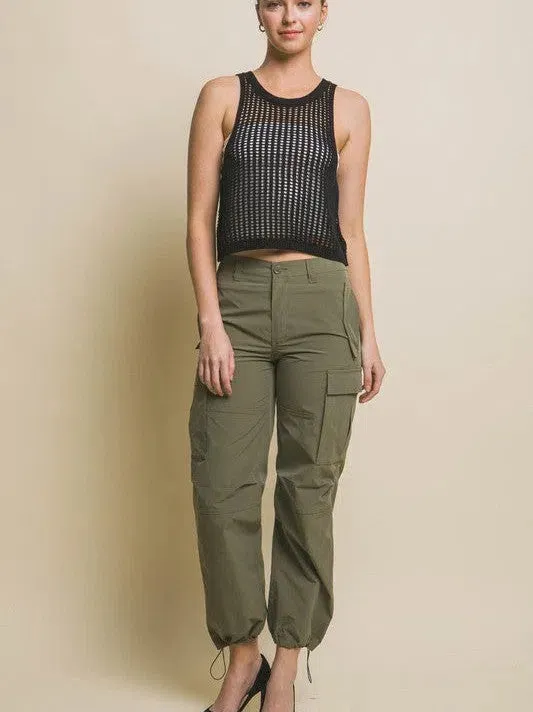 Flawless Flaws Sleeveless Open Knit Crop Top