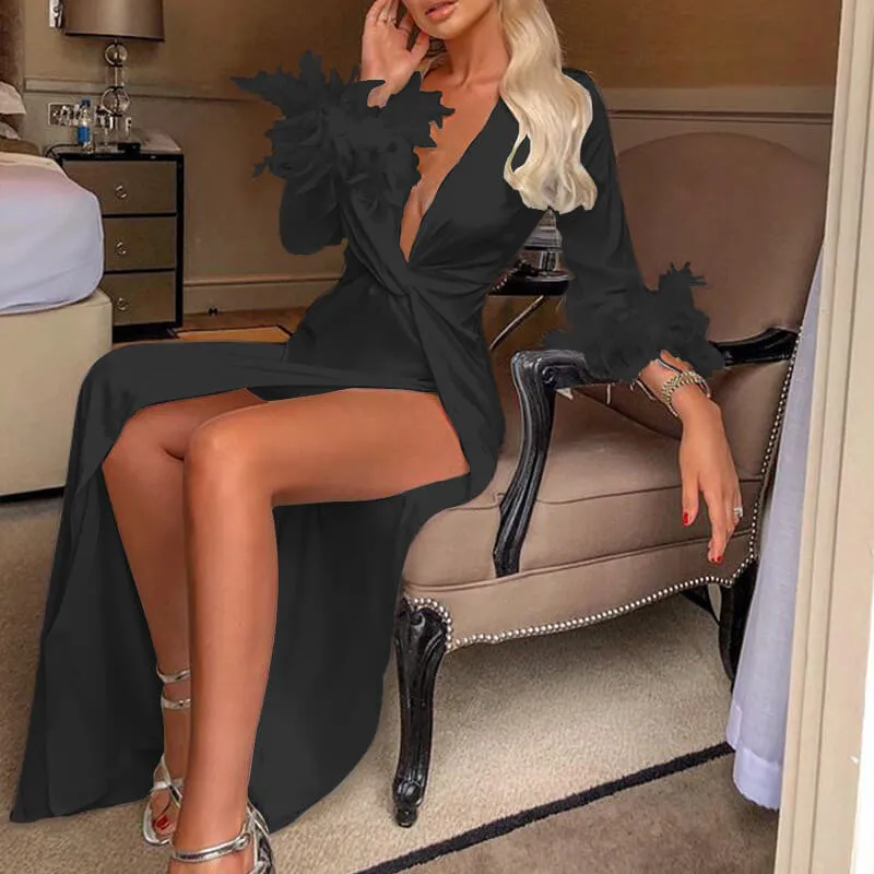 Front Twist Slip Maxi Dress