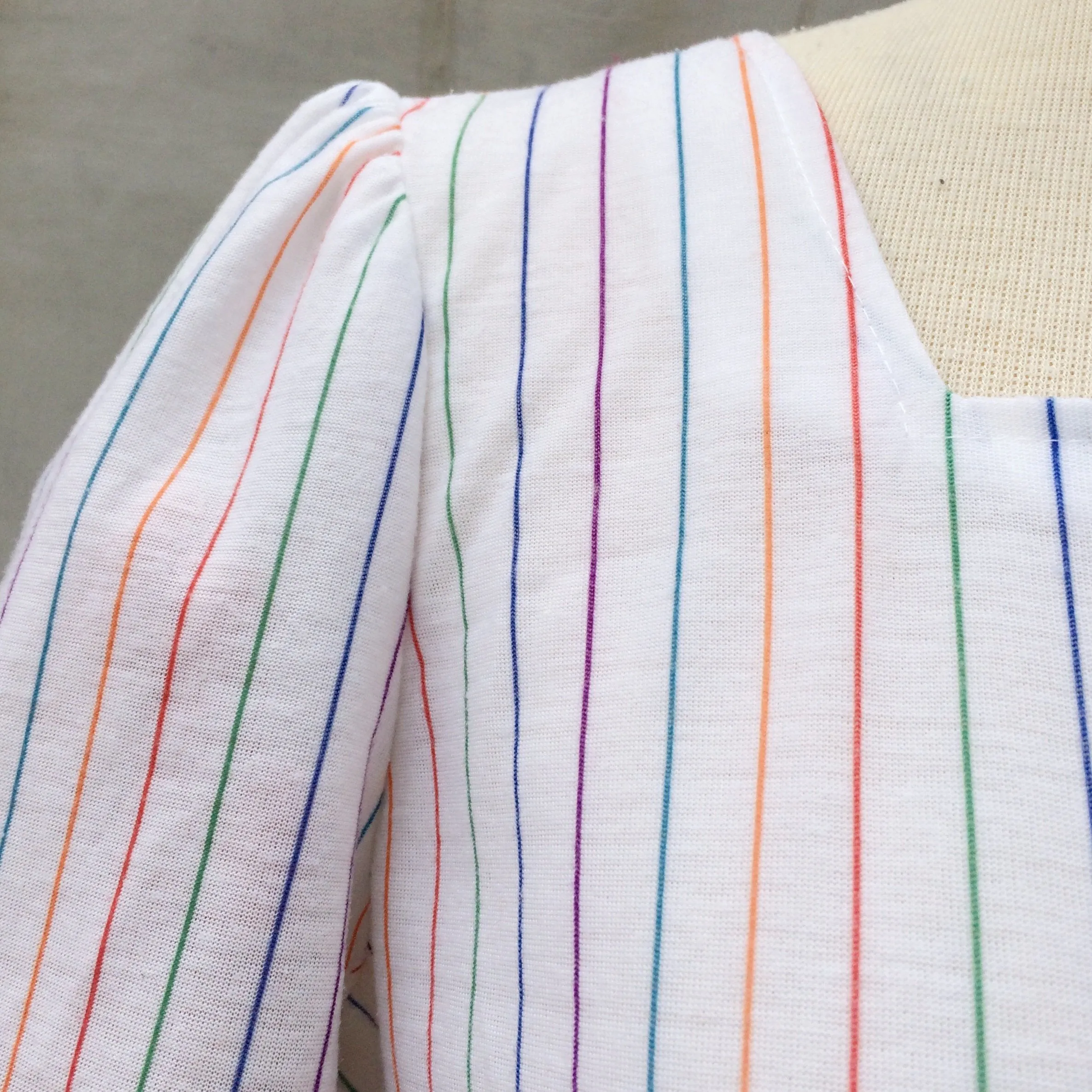 Fun Fair Flair | Vintage 1960s 1970s Rainbow stripes White Dress
