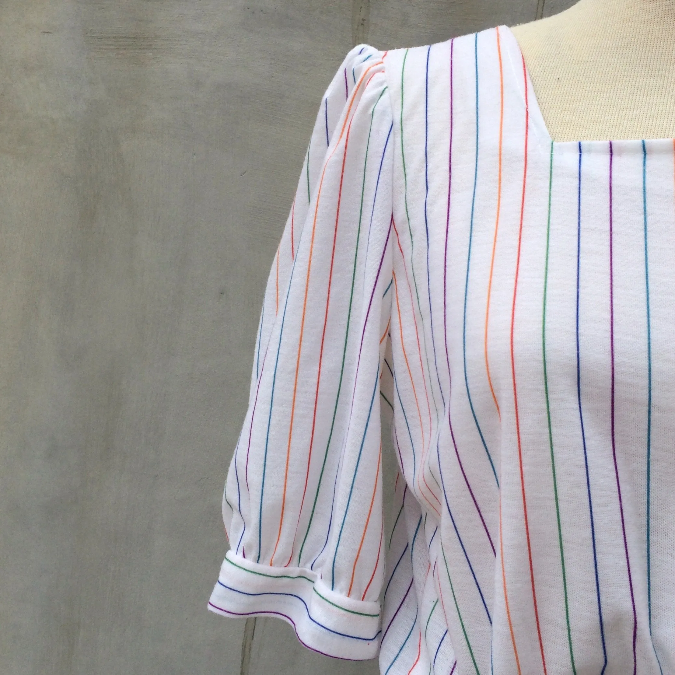 Fun Fair Flair | Vintage 1960s 1970s Rainbow stripes White Dress