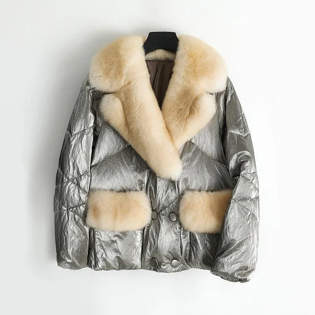 Genuine Fox  Fur Collar  Parka Down Jacket