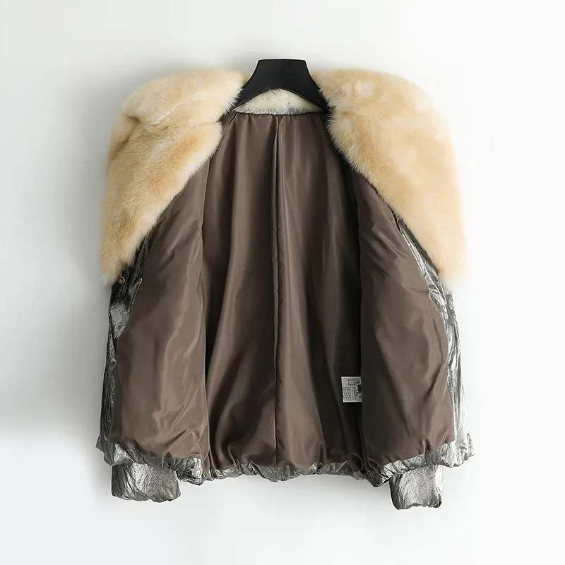 Genuine Fox  Fur Collar  Parka Down Jacket