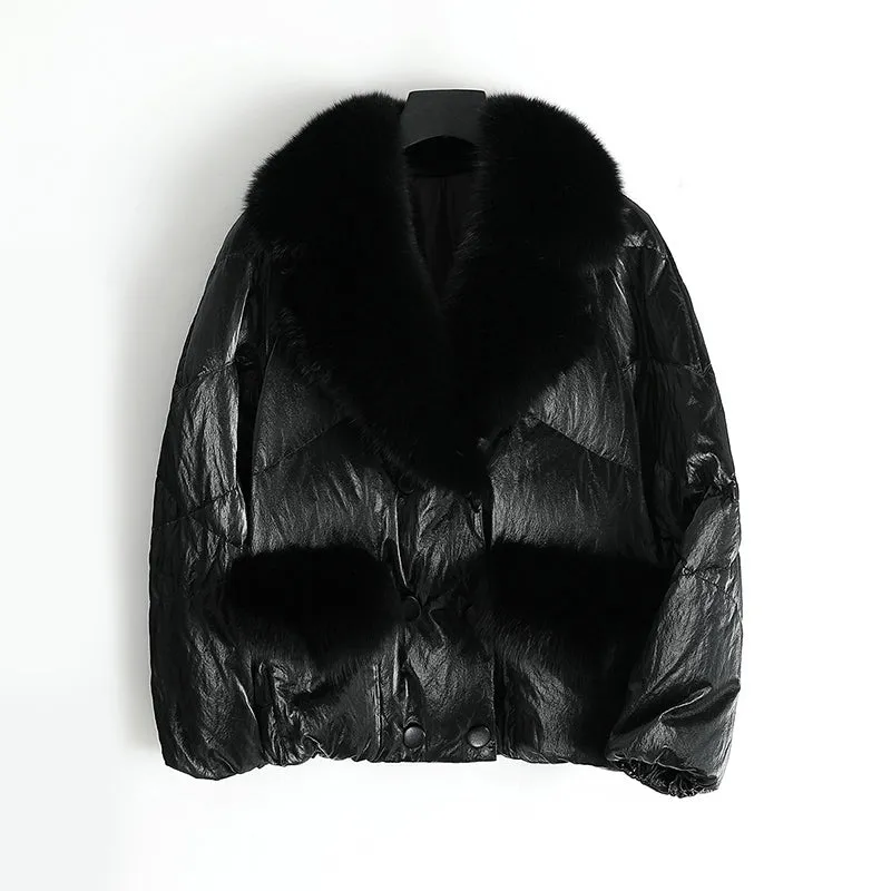Genuine Fox  Fur Collar  Parka Down Jacket