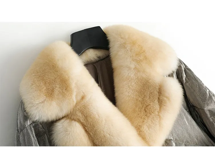 Genuine Fox  Fur Collar  Parka Down Jacket
