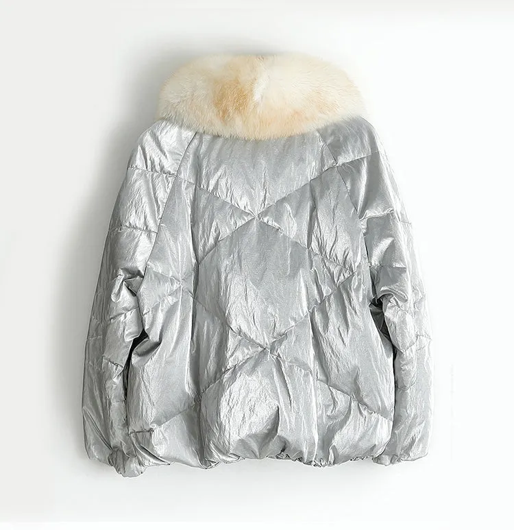 Genuine Fox  Fur Collar  Parka Down Jacket
