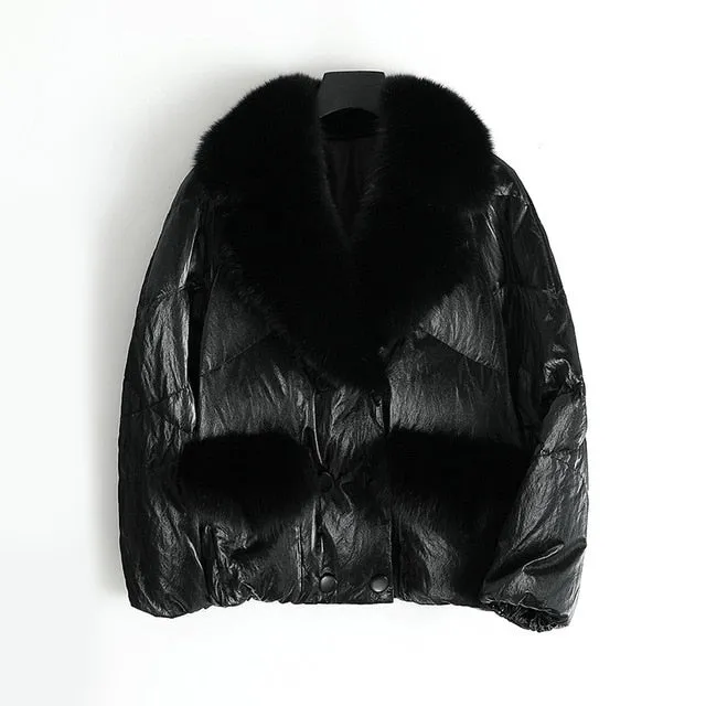 Genuine Fox  Fur Collar  Parka Down Jacket