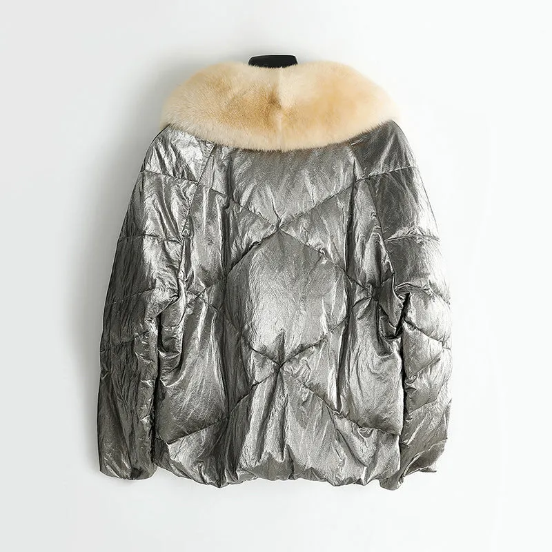 Genuine Fox  Fur Collar  Parka Down Jacket