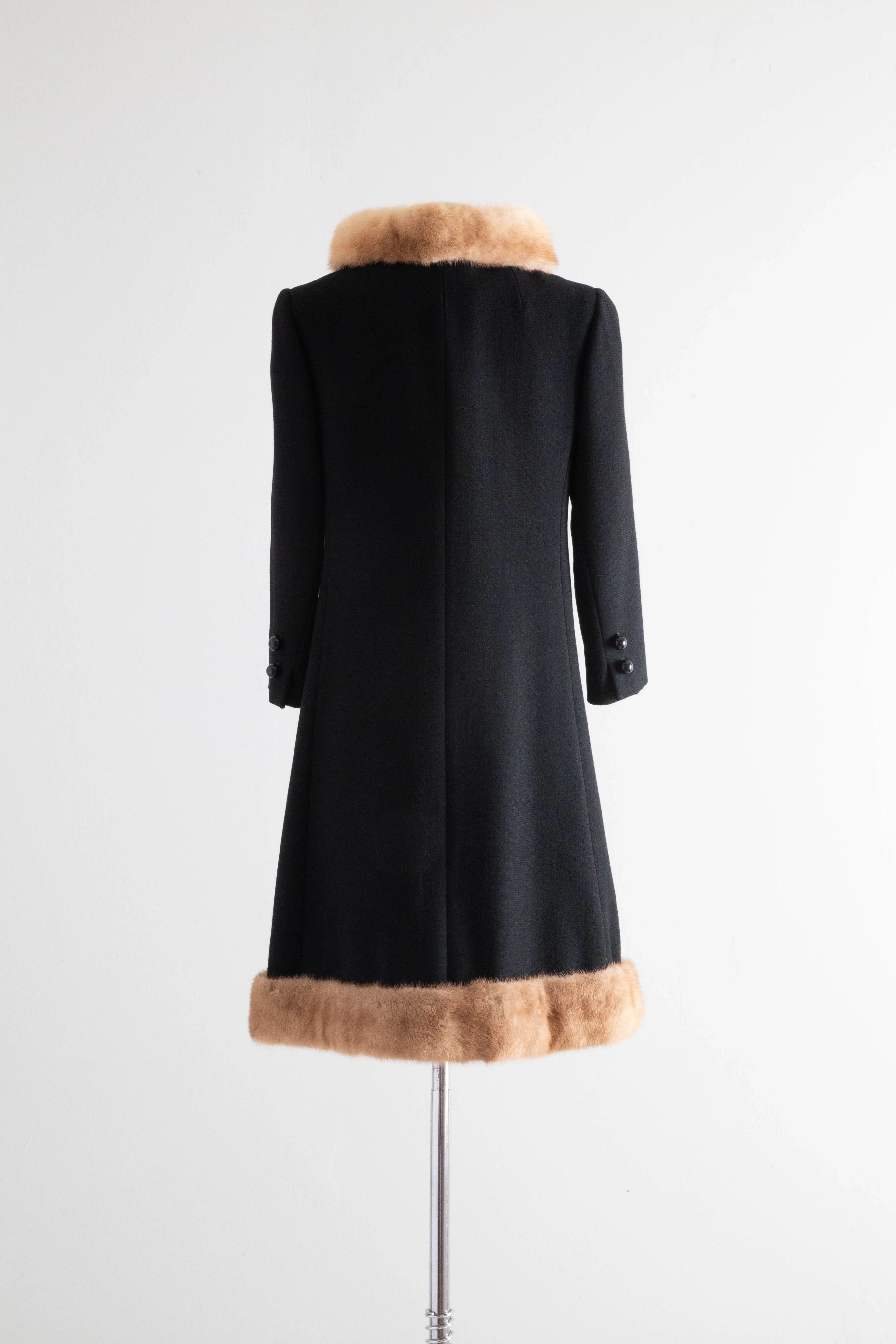 Gorgeous 1960's Structured Wool Coat With Mink Trim / Medium
