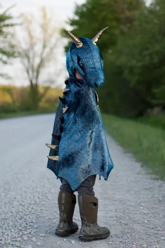 Great Pretenders - Teal and Gold Starry Night Dragon Cape 5-6
